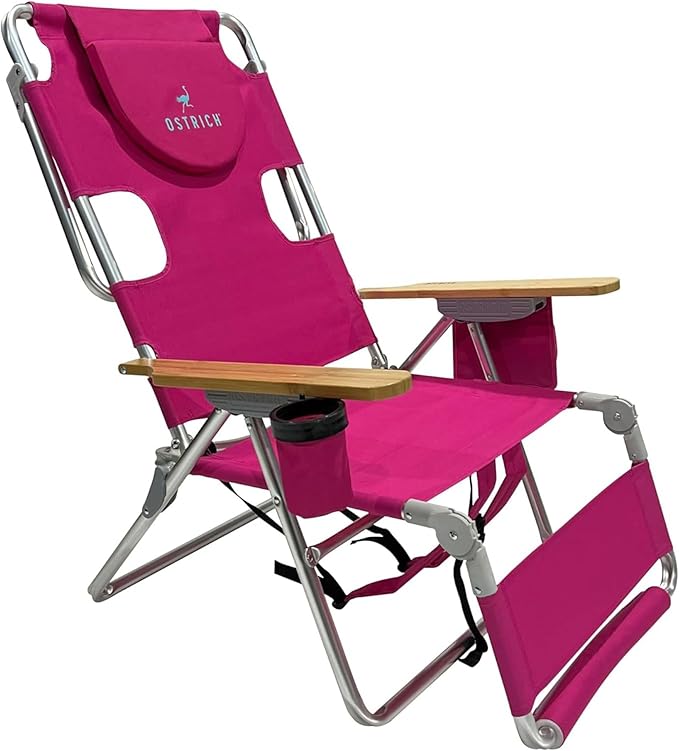 Ostrich Deltess 3 in 1 Portable Chair Cooler Bag & Reclining Lounger, Pink