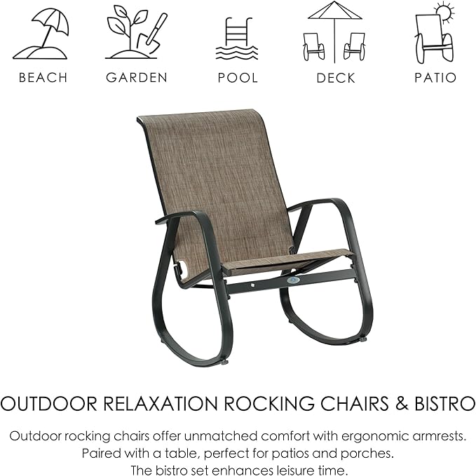 Kozyard Outdoor Contemporary Patio Rocking Sling Chair with Powder Coated Aluminum Frame and Weather Resistant and Breathable Mesh Fabric, Perfect for Patio, Porch, Yard, Garden