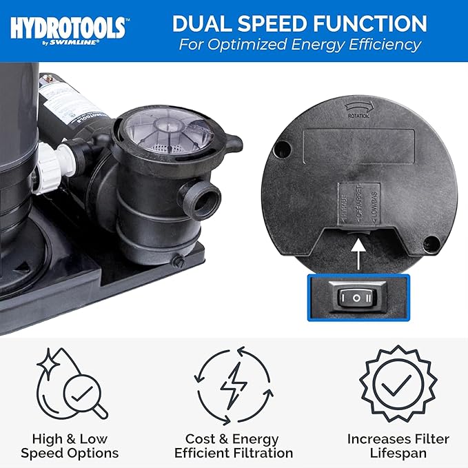 SWIMLINE HYDROTOOLS Model 76071-2 Sure-Flo Above-Ground Pool Cartridge Filter System - 70 Sq. Ft. Filtration Area, 0.9 THP, 4,500 GPH, 110V/60Hz Dual Speed Pump for Pools up to 19,000 Gallons