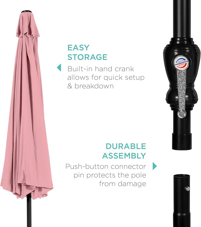 Best Choice Products 10ft Outdoor Steel Polyester Market Patio Umbrella w/Crank, Easy Push Button, Tilt, Table Compatible