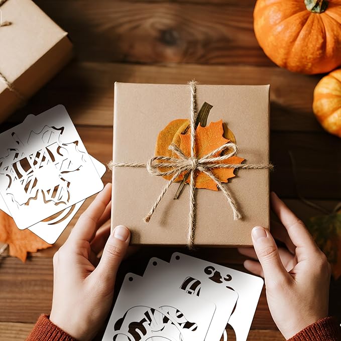 72 PCS 3x3 Inch Thanksgiving Stencils for Painting - Pumpkins, Gourds, Autumn Leaves, Wheat, Turkey Reusable Thanksgiving Painting Templates on Wood, Glass, Fabric, Window Door Decor DIY Decoration