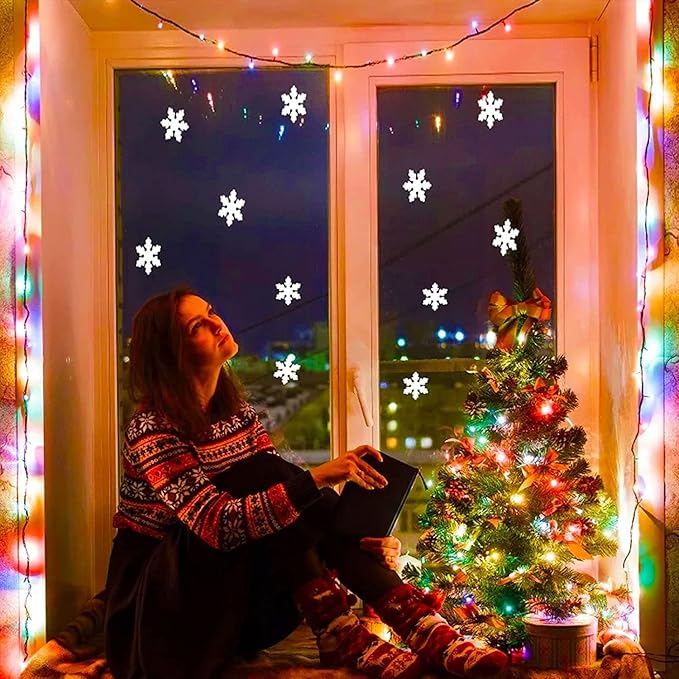 FULLBELL Black Christmas Light String, 33Feet, 100 LED Multicolor Christmas Decorations, Indoor Tree Party, Bedroom Decor (Multi Color- Black Wire)