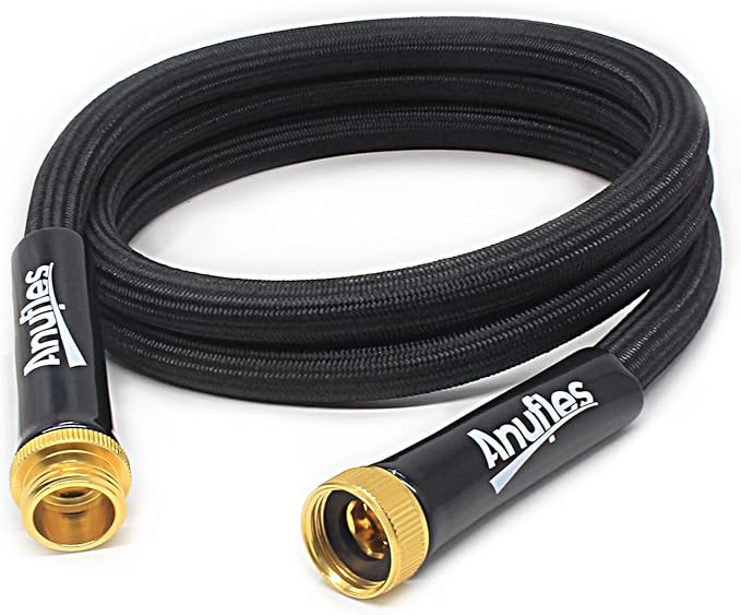 Garden Hose, Lightweight 3-Layer PVC Flexible Water Hose, No Kink, Leak-Resistant, High-Pressure with Metal Fittings, Durable for Outdoor, Gardening, Washing Cars, Easy to Store (Black, 10FT)