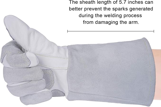 ANDELI Welding Gloves,TIG/Mig/Welding Gloves Heat/Fire Resistant, BBQ/Animal handling gloves with Extra Long Sleeve