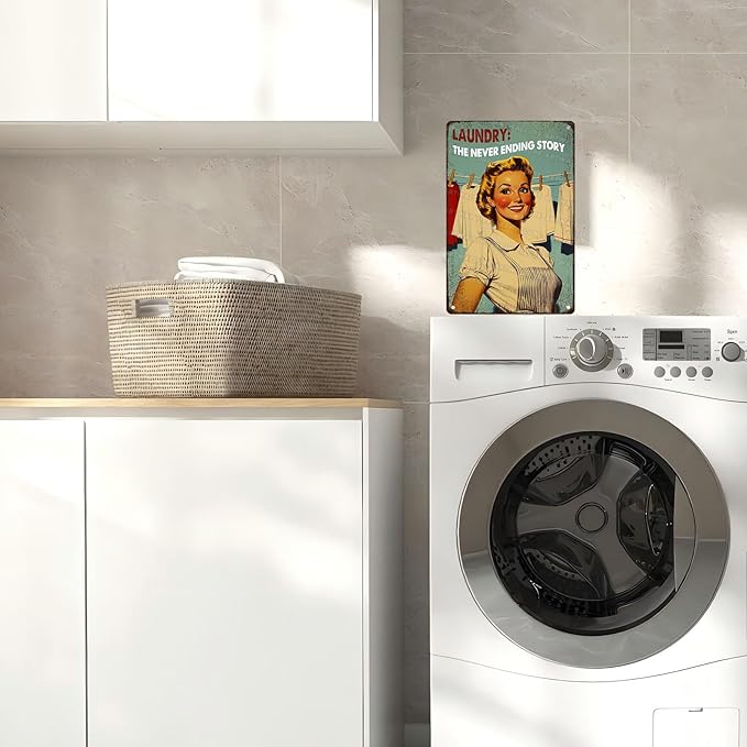 Laundry Room Vintage Sign Laundry The Never Ending Story Metal Sign Retro Woman Poster Funny Vintage Decor 8x12inch