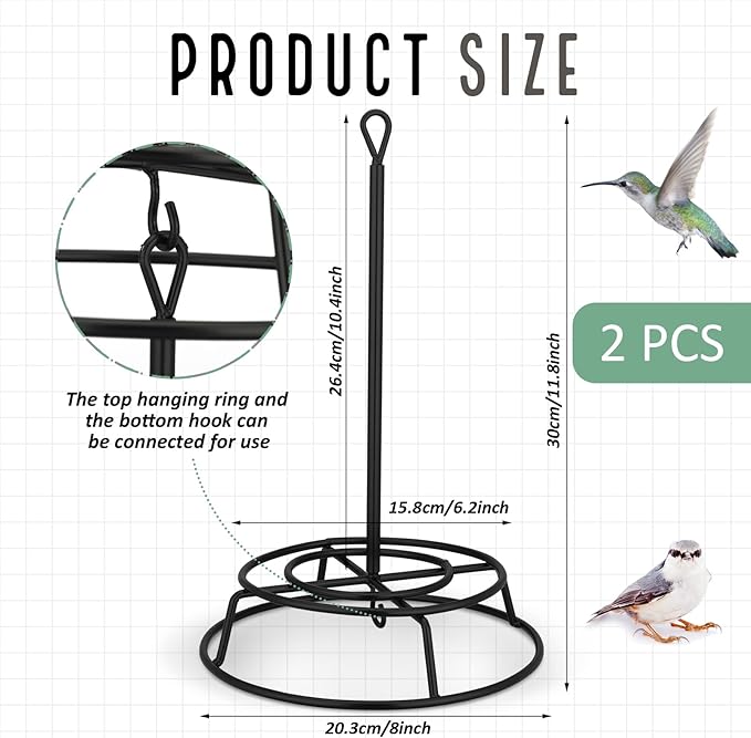 Honeydak 2 Pcs Cylinder Bird Feeder Outdoor Seed Holder for Large Small Cylinders Metal Suet Cake Feeder Backyard Wild Birds Feeding Bird Container for Outdoors Garden