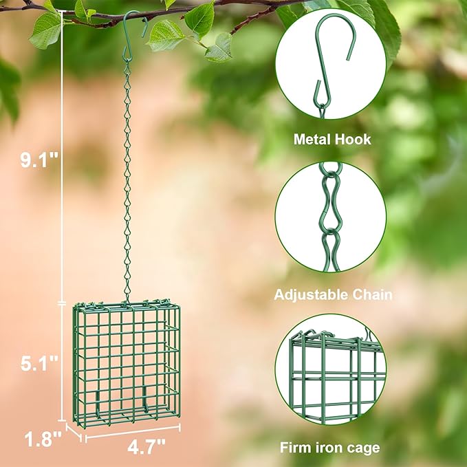 Bird Feeder for Outdoors, 2 Pack Suet Feeder Hanging Bird Feeder, Hanging for Garden Yard Outside - Suet Cake Feeders fo Attracting Birds