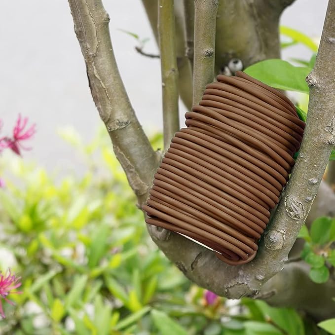 Decoroca Soft Plant Ties for Support - 65.6' Reusable Waterproof Plant Wire, Garden Twist, Office Organization and Decoration Binding（2pcs/Brown）