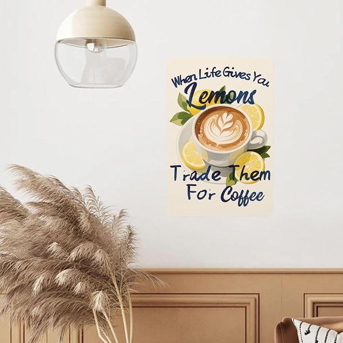 Kitchen Lemon Coffee When Life Gives You Lemons Vintage Metal Tin Sign Retro Rustproof Funny Art Wall Decor Gift for Home Cafe Bar 8x12 Inch