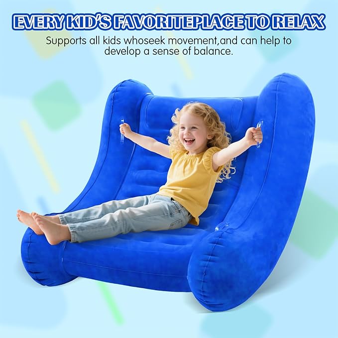 Sensory Rocker Chair for Kids, 42” x 42” x 46” Air Cloud Rocker, Inflatable Sensory Chair for Child with Autistic & ADHD, Indoor/Outdoor Toddler Rocking Chair-Includes Electric Air Pump