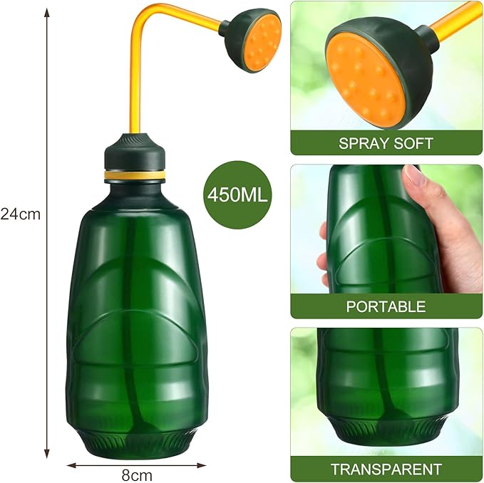 4 Pcs Small Watering Can for Seedlings Indoor Plant Flower Watering Pot 0.45L Succulent Squeeze Sprinkling Bottle for House Bonsai Spray(Green)
