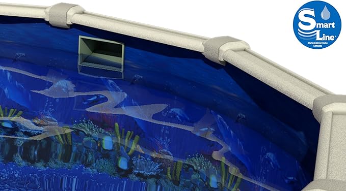 Lake Effect Pools 'Fallston' 24' Foot Round Above Ground Swimming Pool | 52" Inch Height | Antilles Dolphin Overlap Liner and Widemouth Skimmer Bundle | Resin Protected Steel Sided Walls