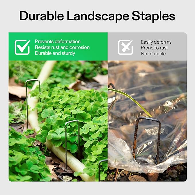 VIVOSUN 6-Inch 400-Pack Garden Stakes, 11-Gauge Galvanized Steel U-Shaped Staples for Landscape Fabric, Ground Cover, Soaker Hose, Irrigation Tubing, and Fence Securing