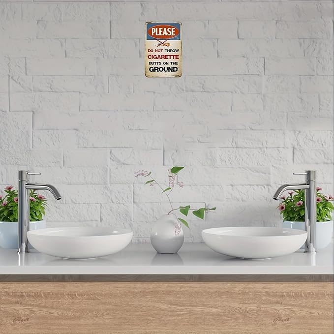 No Cigarette Butts Tin Signs Funny Metal Sign For Your Garage, Yard Or Wall For Bar Party Decor Aquarium Wall Art 8x12 Inches