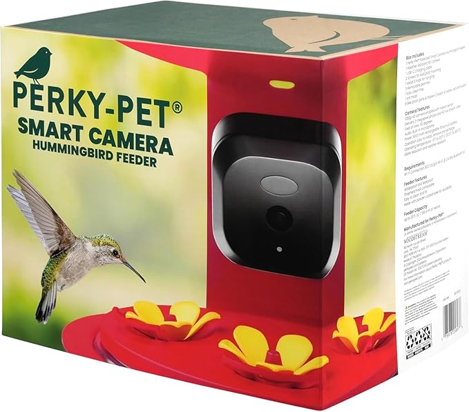 Perky-Pet Smart Bird Feeder with Camera for Hummingbirds - 20 oz Nectar Capacity, Motion Activated 1080p HD, WIi Fi, Camera Feeder Gift Idea