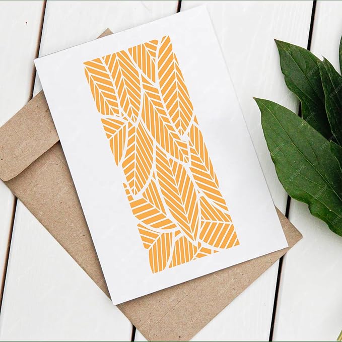 18 PCS 12 x 5.2 Inch Mixed Stencils, Plant Leaf Floral Texture Templates for Painting on Wood, Texture Background Stencil Set for Rock Wood Canvas Airbrush Drawing Furniture Card Tile Home DIY Craft