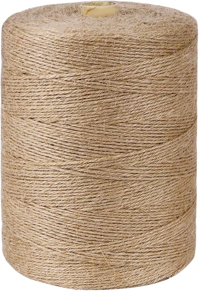 SMART&CASUAL 2mm Natural Jute Twine String Thin for Craft Plant Garden Gift Wrapping Christmas Handmade Art Decoration Packing String Home Art Decoration (Brown) (3600 Ft (1097M))
