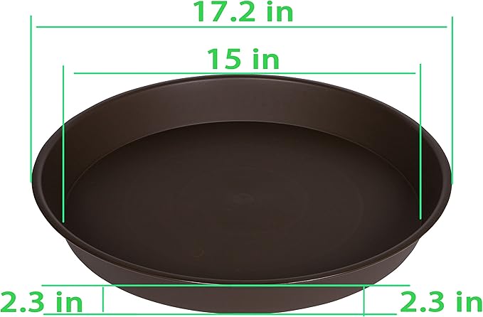 4 Pack of Saucer Plant Tray 16 17 Inch (15 Inch Base), Heavy Duty Plastic Plant Saucers for Indoors Round, Plant Tray for Pot, Pot Saucers for Planter (Chocolate Brown)