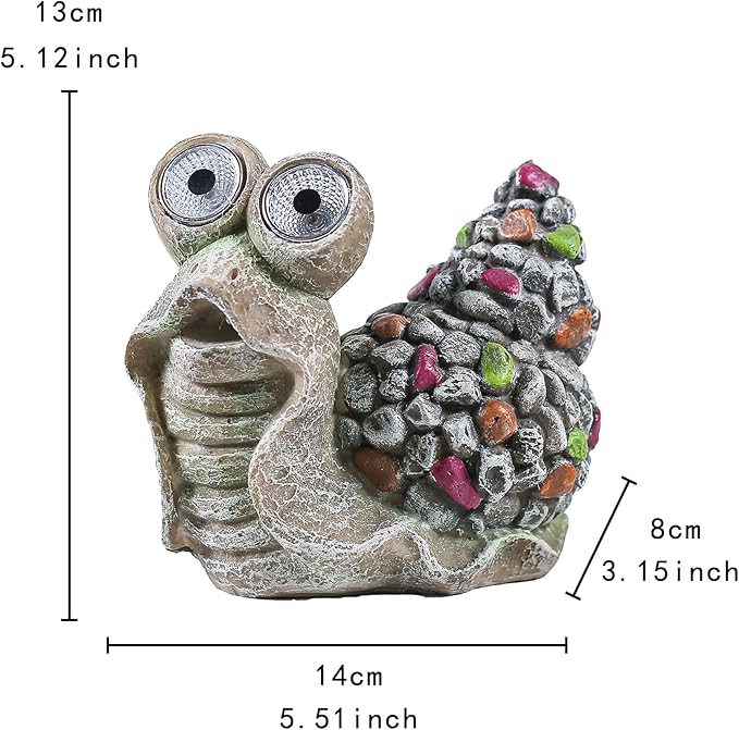 Snail with Light Up Eyes for Outdoors - Solar Powered Garden Snail Statue, Whimsical Decor - Decorations for lawns and grasslands、Balcony、Courtyard