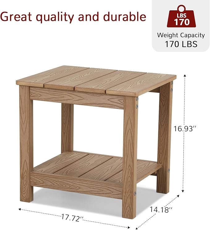 Stoog 3-Piece All-Weather Rocking Chairs Set of 2 with Table, Outdoor Rocking Chair with 400 lbs Weight Capacity, Rocking Chairs for Porch, Backyard, Lawn, Garden and Indoor, Teak