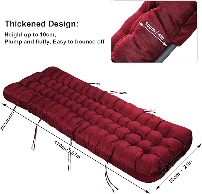 ERWUDEling Outdoor Chaise Lounge Cushions, Waterproof Lounge Chair Cushion, Thickened 67 x 19 x 4 Inch Zero Gravity Chair Cushion for Outdoor Indoor Furniture, Home and Office, Wine red