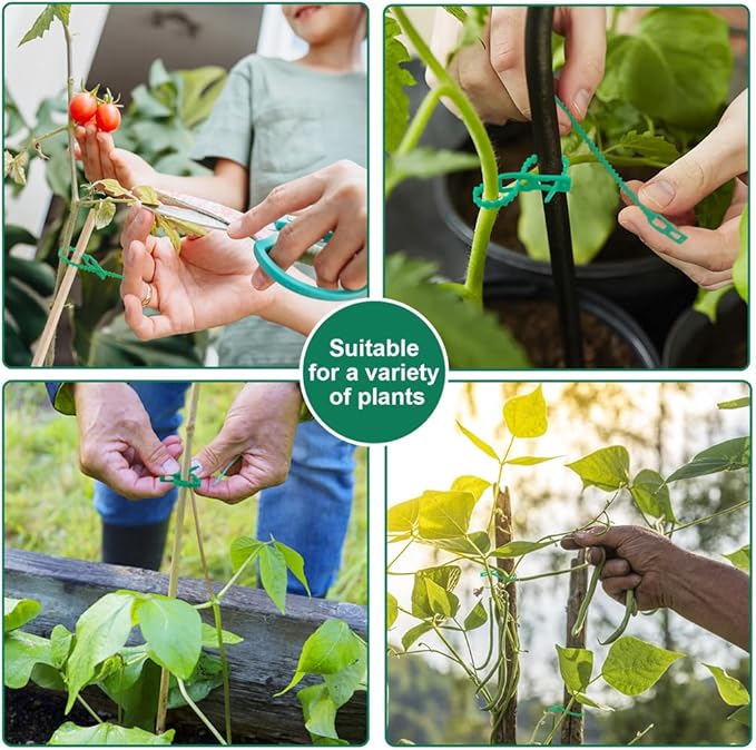 200-Piece Adjustable Garden Ties - Reusable Green Twist Ties for Plants