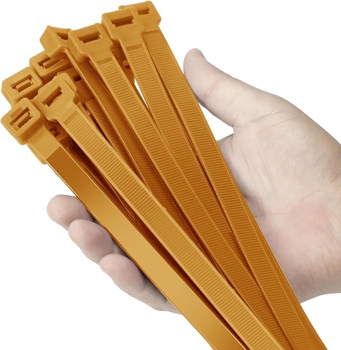 24 inch Gold Zip Ties Heavy Duty 50 PACK, 250 LBS Ultra Exclusive Strong Plastic Wire Ties, Large Cable Ties Extra Long Tie Wraps, Indoor and Outdoor UV Resistant