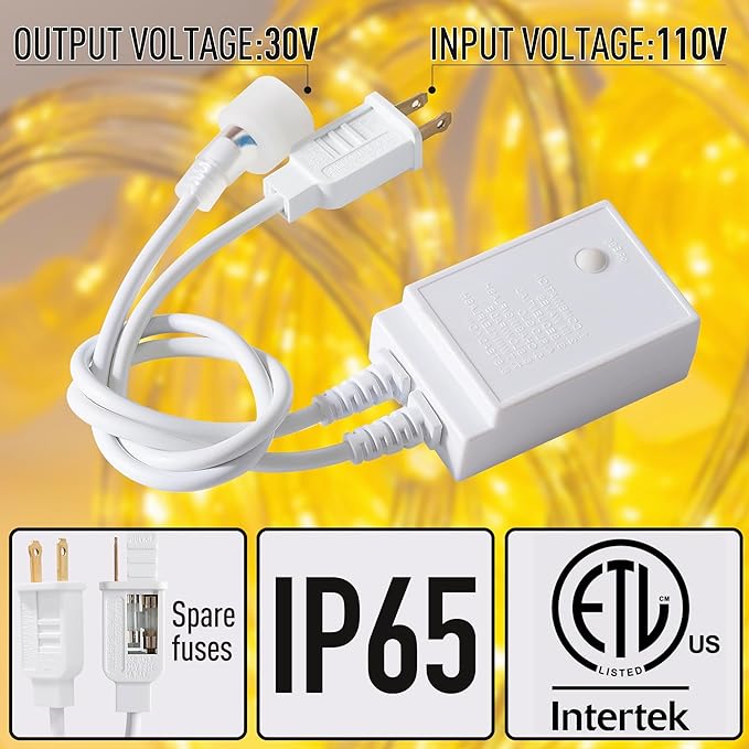 Waterproof LED Rope Lights, Connectable & Flexible with 8 Modes, Outdoor Lighting for Deck, Garden, Pool, Patio & Christmas Decor (Warm White, 50ft)