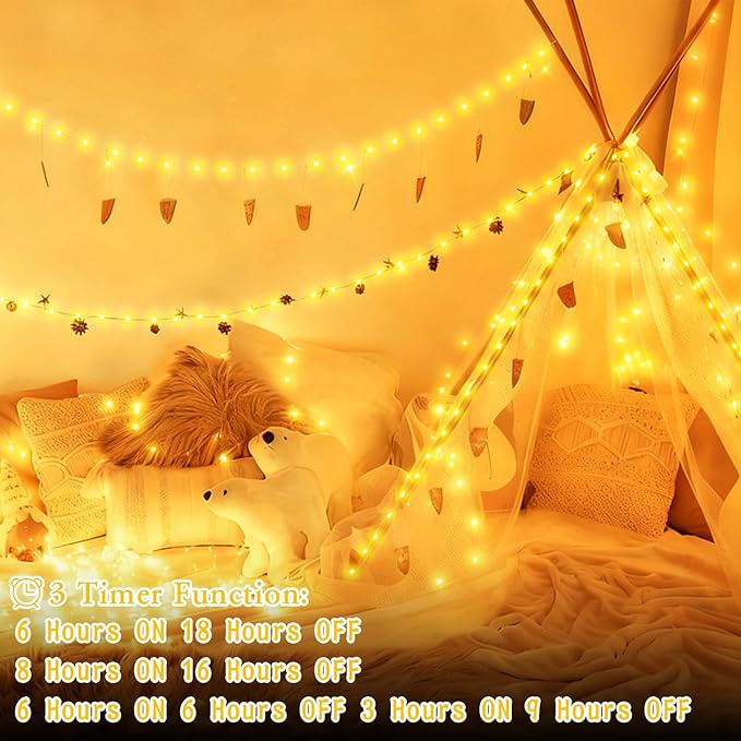 2 Pack Each 132 FT 400 LED Fairy Lights Plug In Christmas Lights Outdoor Decorations Waterproof String Lights with Timer 8 Modes Memory for Holiday Wedding Party Tree Wall Bedroom Garden-Warm White