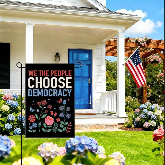 RZHV We The People Choose Democracy Double-Sided Garden Flag for Outdoor House Yard Sign Garden Decor Parade, Political Social Justice Outdoor Banner, Inclusive Freedom Yard Sign Decor