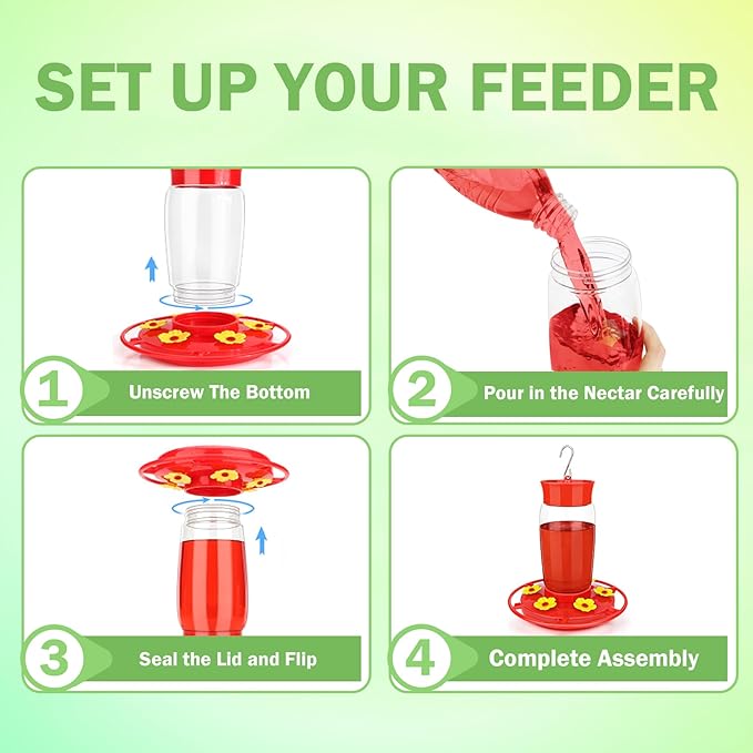 Hummingbird Feeder, 2Pack Hummingbird Feeders for Outdoors Hanging ant and Bee Proof, Humming Birds Feeders for Outside, Plastic Hummingbird Feeder, Humming Bird Feeder 23 OZ