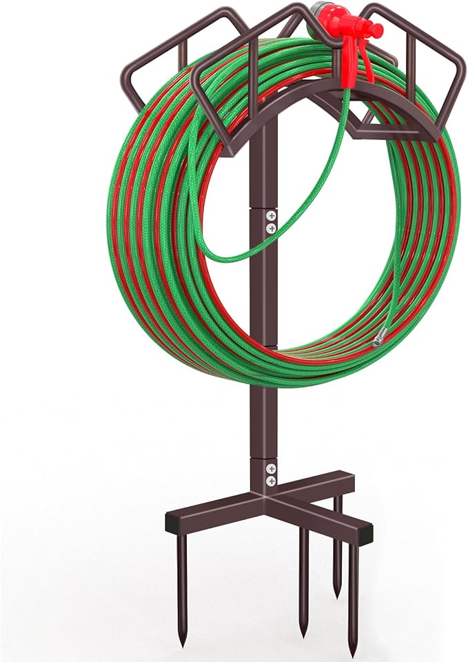 Super Stable Garden Hose Holder, Detachable Water Hose Holders, Hose Storage Stand Holds 150-Feet Hose, Free Standing Water Hose Holders for Outside Yard Lawn (Bronze)
