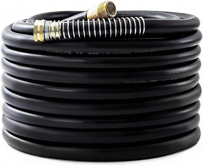 5/8" x 75ft Garden Hose, -40℉ To 190℉ Hot/Cold, Heavy Duty,Flexible, 300psi Working, 1000psi Burst, 3/4" Brass Fittings with Hose Protector Coil Spring for Outdoor,Yard, Farm