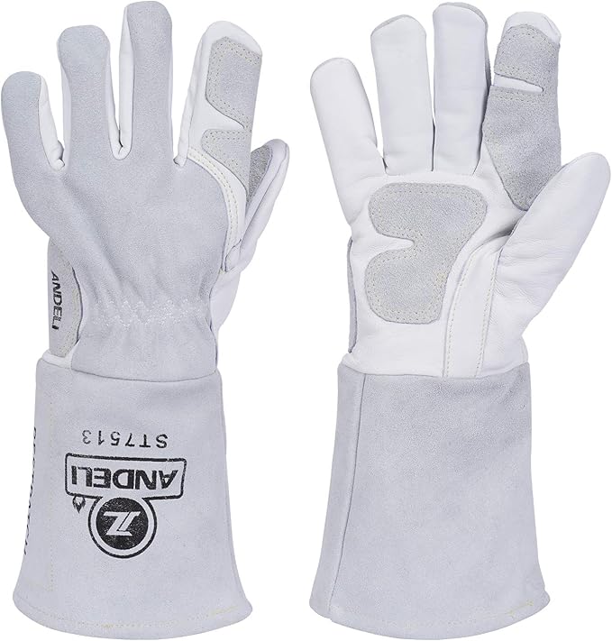ANDELI Welding Gloves,TIG/Mig/Welding Gloves Heat/Fire Resistant, BBQ/Animal handling gloves with Extra Long Sleeve