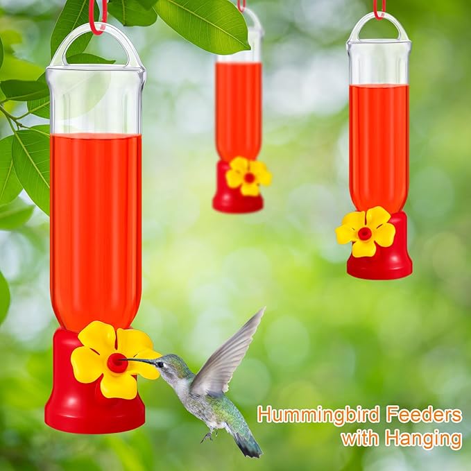 Sunnyray 20 Pack Small Hummingbird Feeder for Outdoors Mini Plastic Feeders with S Hook and Cleaning Brush for Outdoors Window Hanging