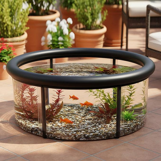 Pop up Pond, 27.6 x 11.81 Inch Pop up Inflatable Pond Kit Outdoor Indoor Aquarium Water Feature Container with Aeration Pump Above Ground Backyard Patio Garden Decoration