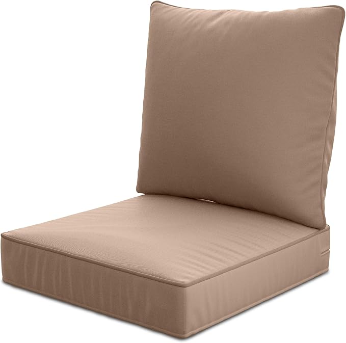 22" x 22" x 6" Outdoor Deep Seat Cushions - Waterproof & Fade Resistant Patio Furniture Replacement Cushions, Non-Slip Outdoor Cushions Fit Loveseats, Couches, Chairs, and Sofas