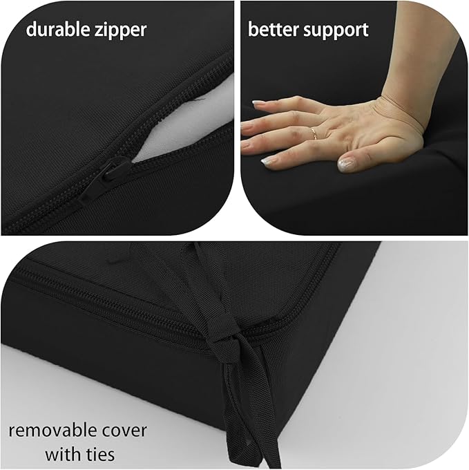Outdoor Cushions for Patio Furniture, Outdoor Seat and Back Cushion, Waterproof Hampton Bay Deep Seat Replacement Couch Cushions for Garden Lawn, 28.5x28.5 Black
