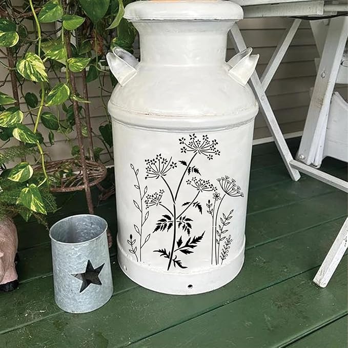 Large Wildflower Stencils for Painting on Wall Reusable, 15 Inch Spring Flower Dragonfly Stencils Floral Pottery Stencil Templates for Garden Walls Wood Canvas Fabric Home Decor