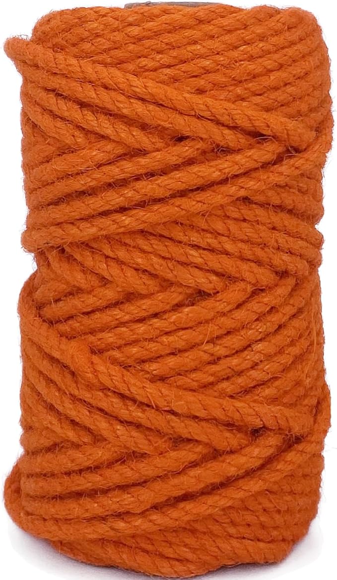 Leecogo 4.5mm Jute Rope 100 Feet Natural Craft Rope Twine String Perfect for Home Gardening Macrame Arts Crafts DIY Cat Scratching Post Replacement Repairing Recovering Cats Toy Making,Orange