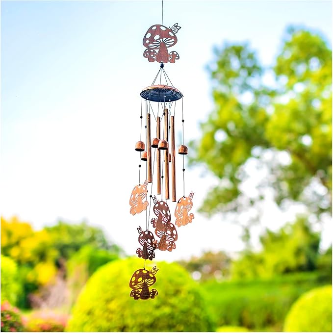 Mushroom Wind Chimes Outdoor Mushroom Gifts for Women Mom Men Dad Unique Birthday Gifts Metal WindChimes for Outside/Indoors, Patio, Lawn, Yard, Home Decor, Outdoor Decor, Garden Decorations