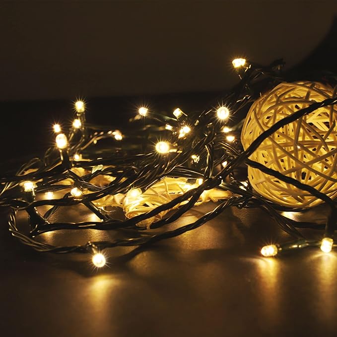 PMS 100-1000 LED Christmas Lights, Low Voltage Fairy String Lights with 8 Modes, Ideal for Xmax Tree, Garden, Home, Party, Halloween Festival Deco (Warm White, 500 LEDs)