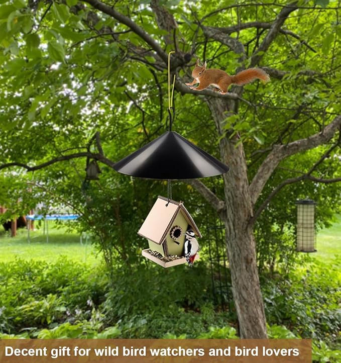 Garbuildman Squirrel Baffle for Bird Feeder Pole, Outside Hanging Mount Bird House Guard for Outdoor Shepherd’s Hook,19 Inch Diameter, 2 Packs