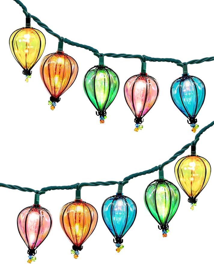 Multicolor Outdoor String Lights with 10 Bulbs, 11FT Connectable UL Listed Backyard Patio String Lights Hanging Indoor Outdoor for Patio Garden Gazebo Bistro Party Wedding (2 PCS)