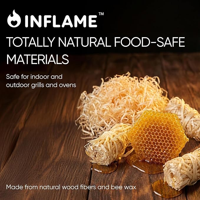 Inflame Fire Starters 300 pcs Fire Starters for Campfires, Grill, BBQ, Fireplace, Woodstove - Charcoal Starter - Waterproof, Weather-Resistant - Natural Wood Fireplace Starters