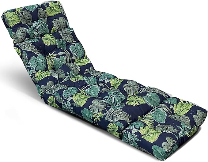 Outdoor Chaise Lounge Chair Cushions Waterproof Printing Lounge Chairs Cushion with Ties Long Cushions Replacement for Indoor Outdoor Furniture,75 x 24 x 3.9