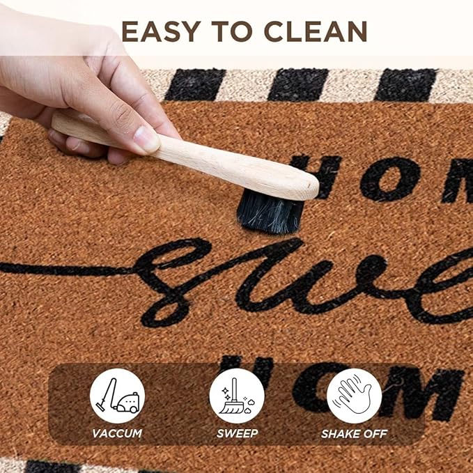Folkulture Welcome Matt Outdoor | 16 x 28 Home Sweet Home Door Mats for Front Door Mat Outside Entrance | Eco Friendly | Checkered Coir Door Mats | Outdoor Decor for Home | Durable & Anti Slip