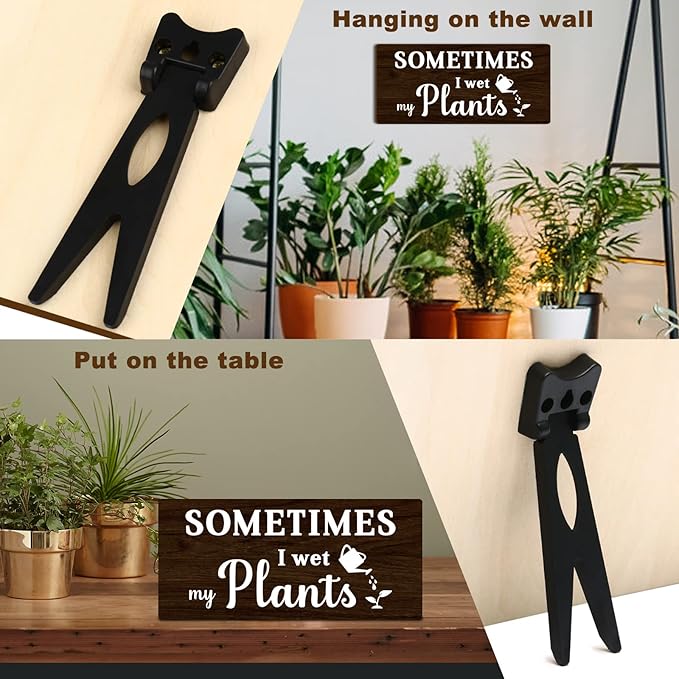 Sometimes I wet my plants Funny Garden Wooden Signs,Rustic Garage Home Farmhouse Wall Fence Decoration (Black)