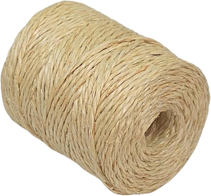 Premium Brazilian Sisal Twine, Natural Fiber 100% Sisal, Heavy-Duty, Ultra Durable, Ideal for DIY Projects, Home Decor, Gardening, Crafting, Gifting, Wrapping (262 ft / 80 m Coil)