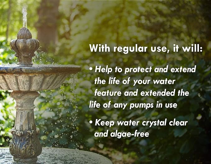 Fountain Algaecide and Clarifier - Gallon - Kills and Inhibits All Types of Algae Growth, Formulated for Small Ponds and Water Features, Treats up to 128,000 Gallons